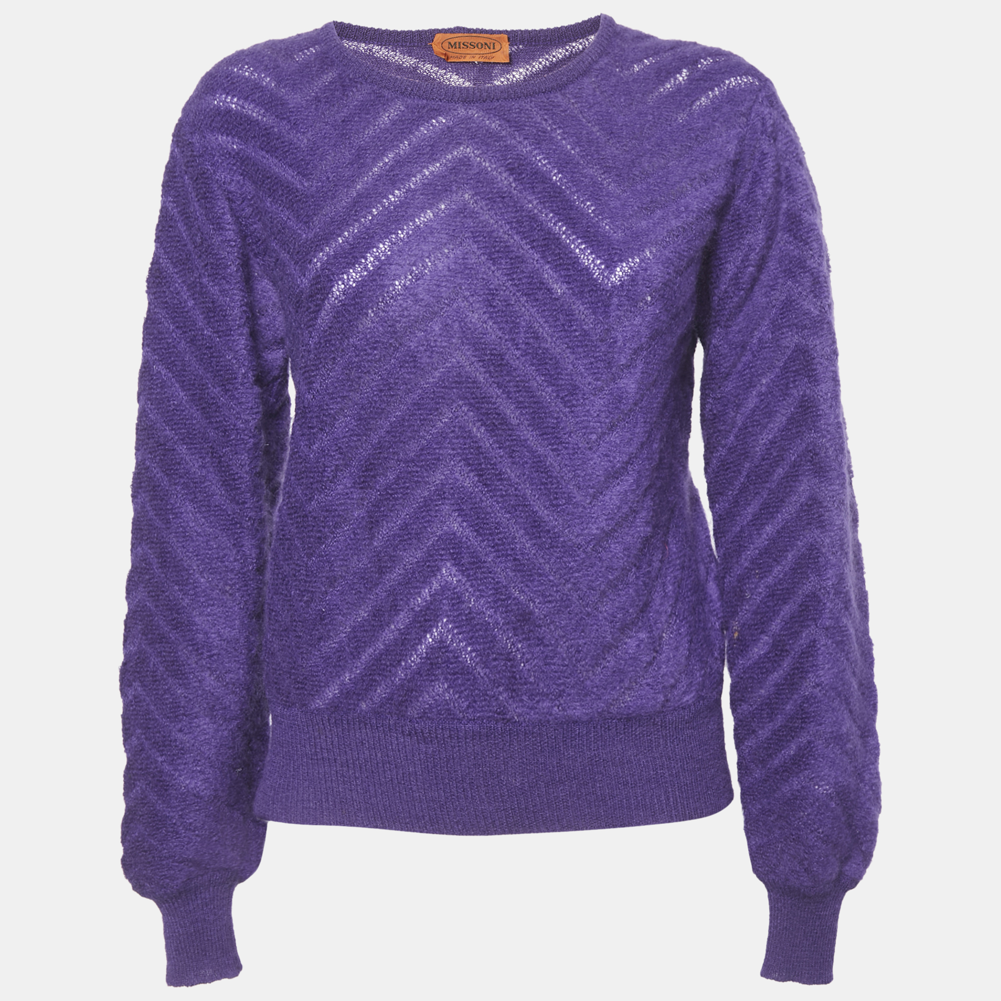 

Missoni Vintage Purple Patterned Mohair Crew Neck Sweater S