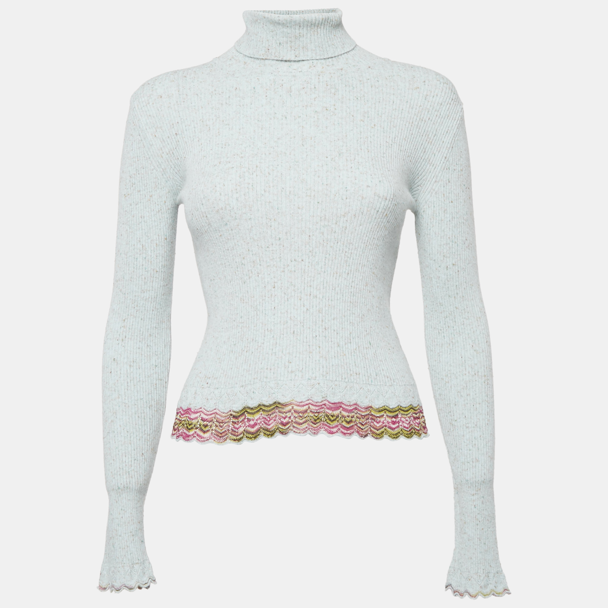 

Missoni Light blue Rib Knit Turtle Neck Long Sleeve Sweater S