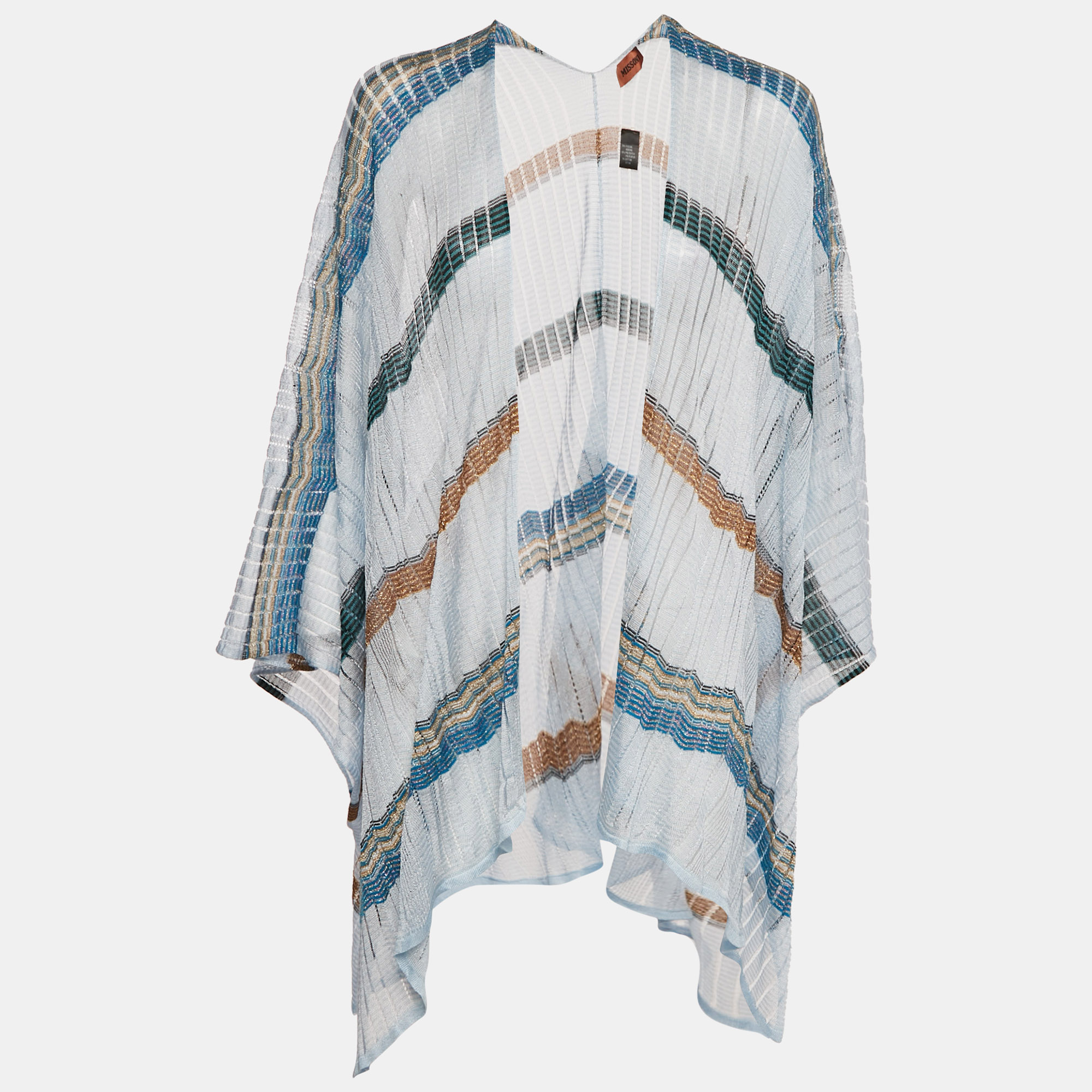 

M Missoni Blue Lurex Knit Open Front Cardigan
