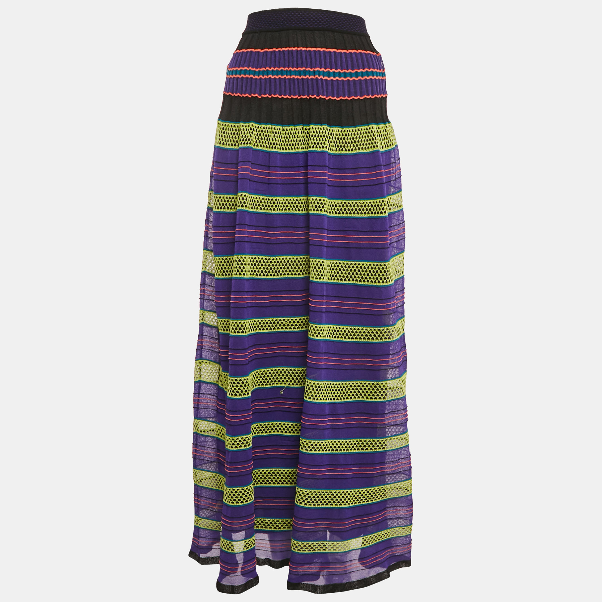 

M Missoni Purple/Multicolor Patterned Knit Maxi Skirt S