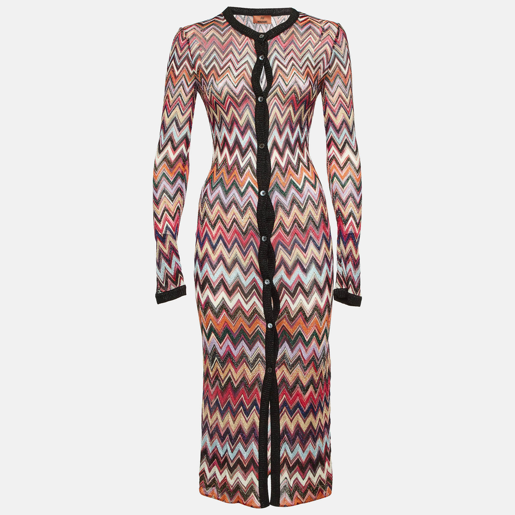 

Missoni Multicolor Chevron Lurex Knit Long Cardigan S