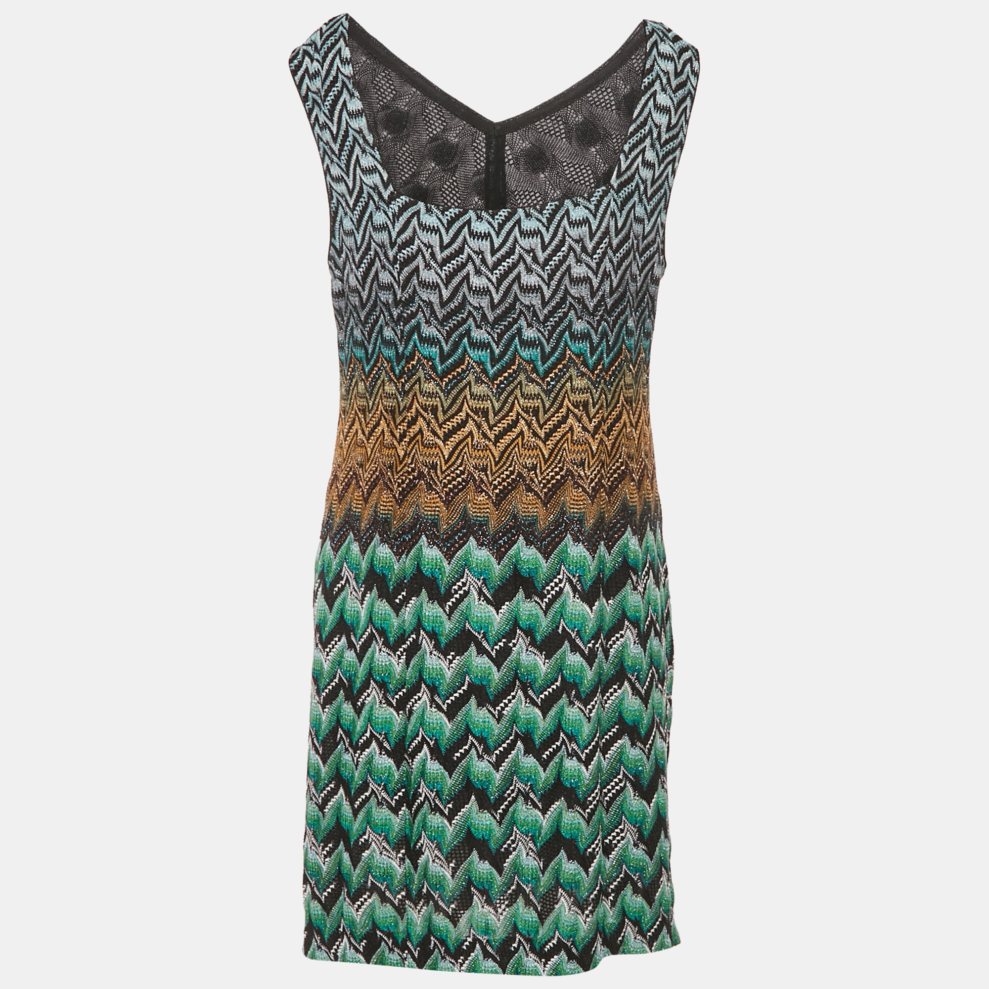 

Missoni Multicolor Patterned Lurex Knit V-Neck Mini Dress L