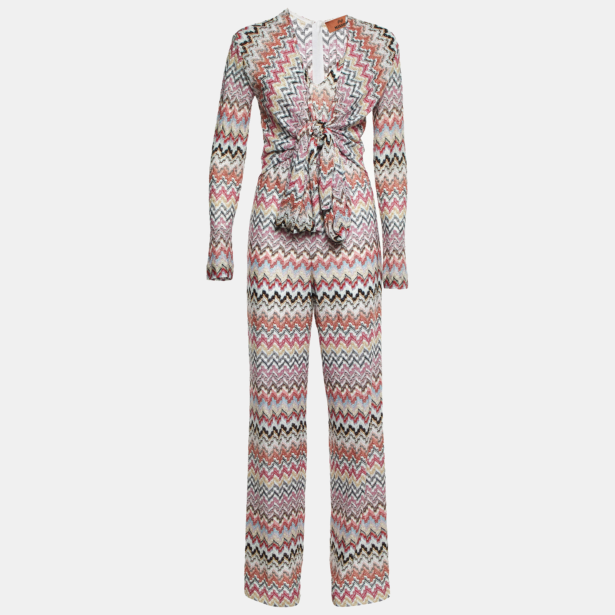 Pre-owned Missoni Multicolor Wave Patterned Lurex Knit Jumpsuit S