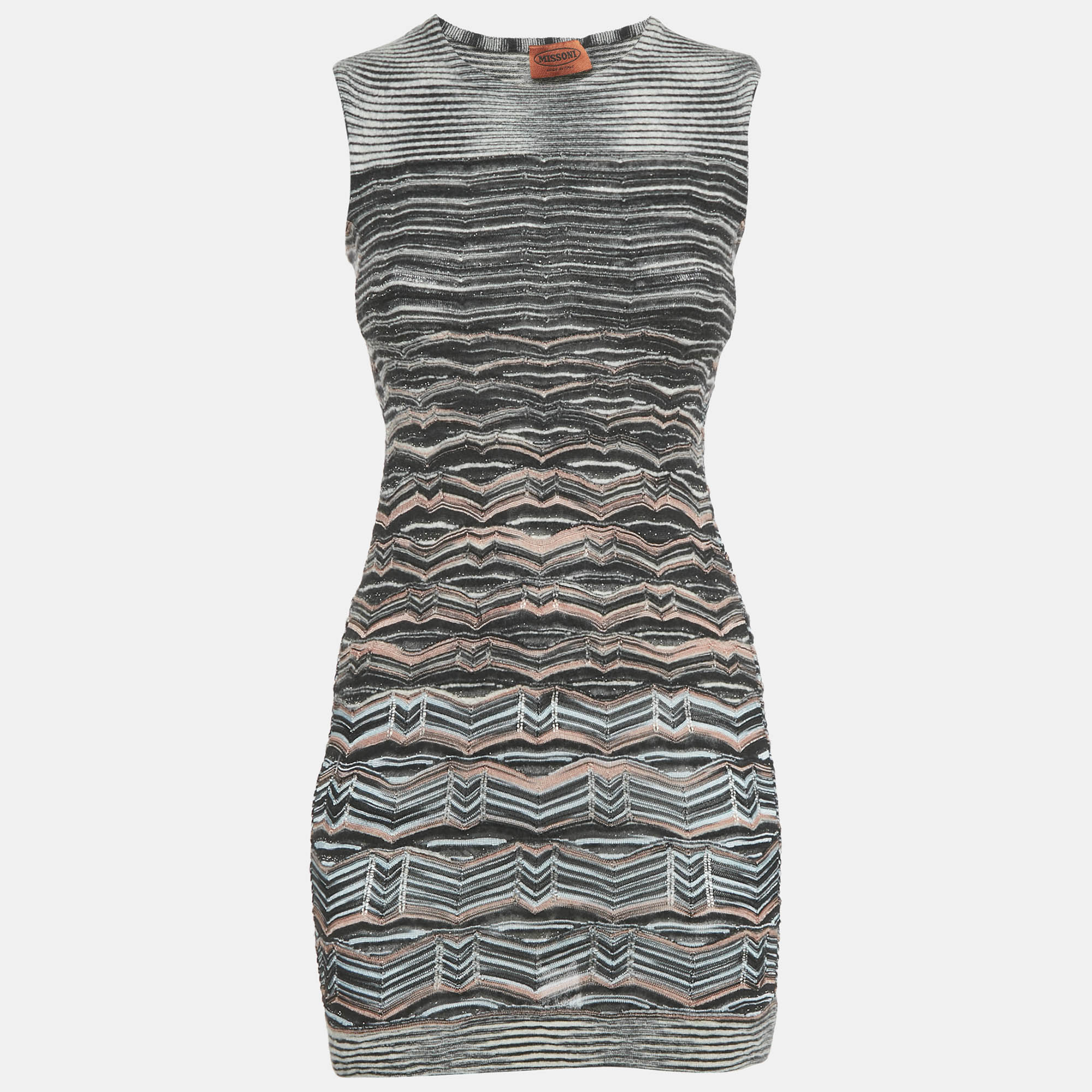 

Missoni Black Zig Zag Stretch Knit Mini Bodycon Dress S, Multicolor