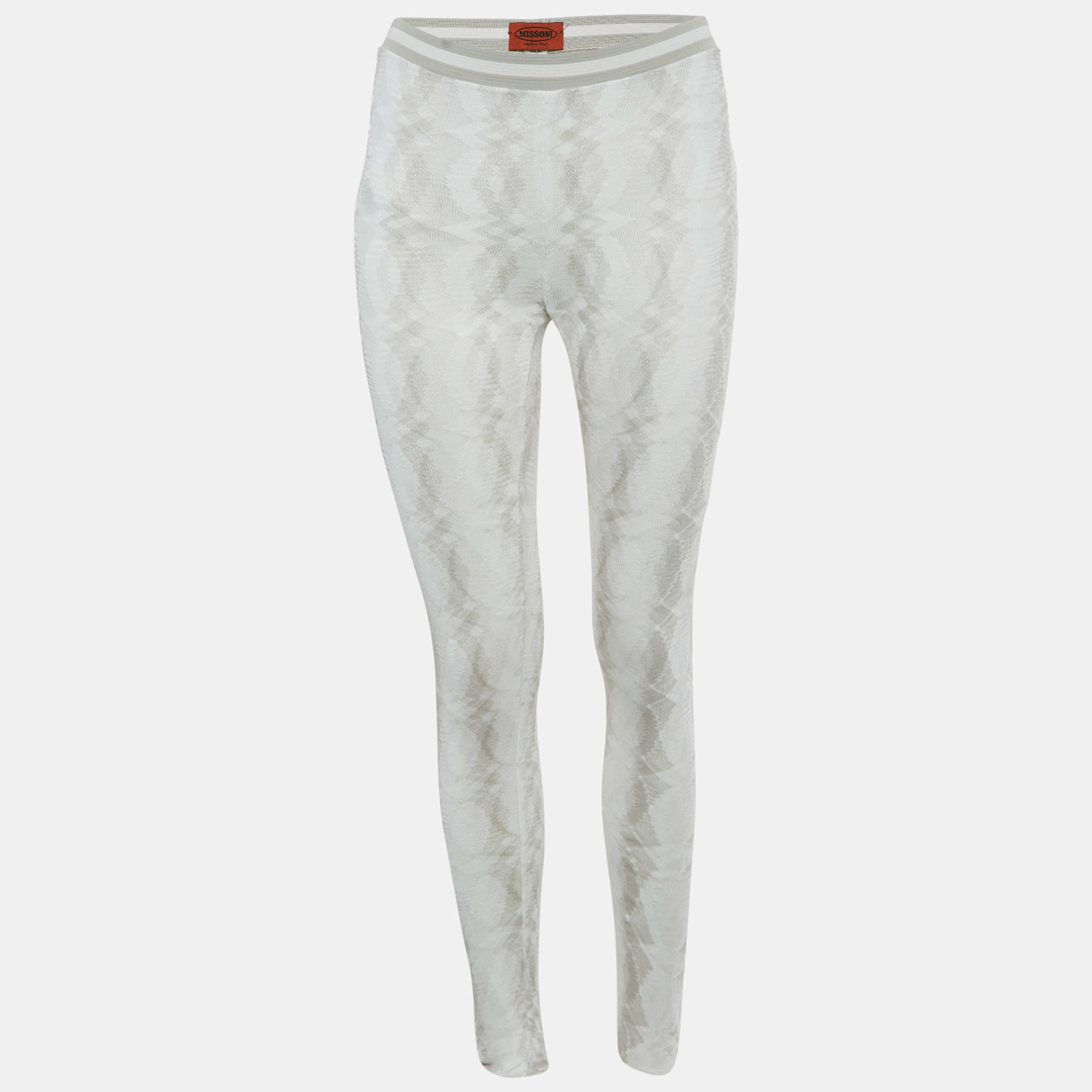 

Missoni White Patterned Rib Knit Waist Band Leggings M