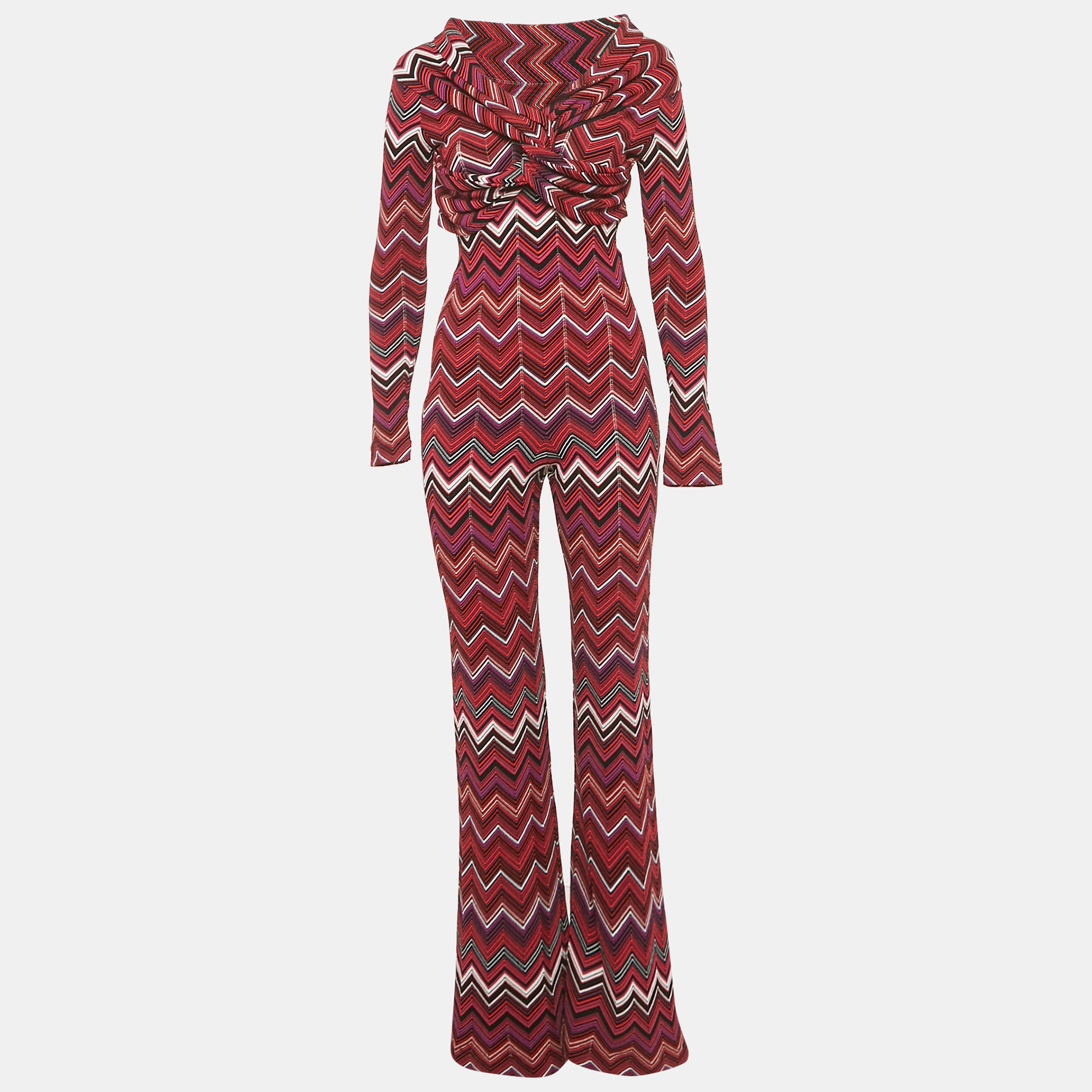 Pre-owned Missoni Multicolor Zig Zag Knit Long Jumpsuit S