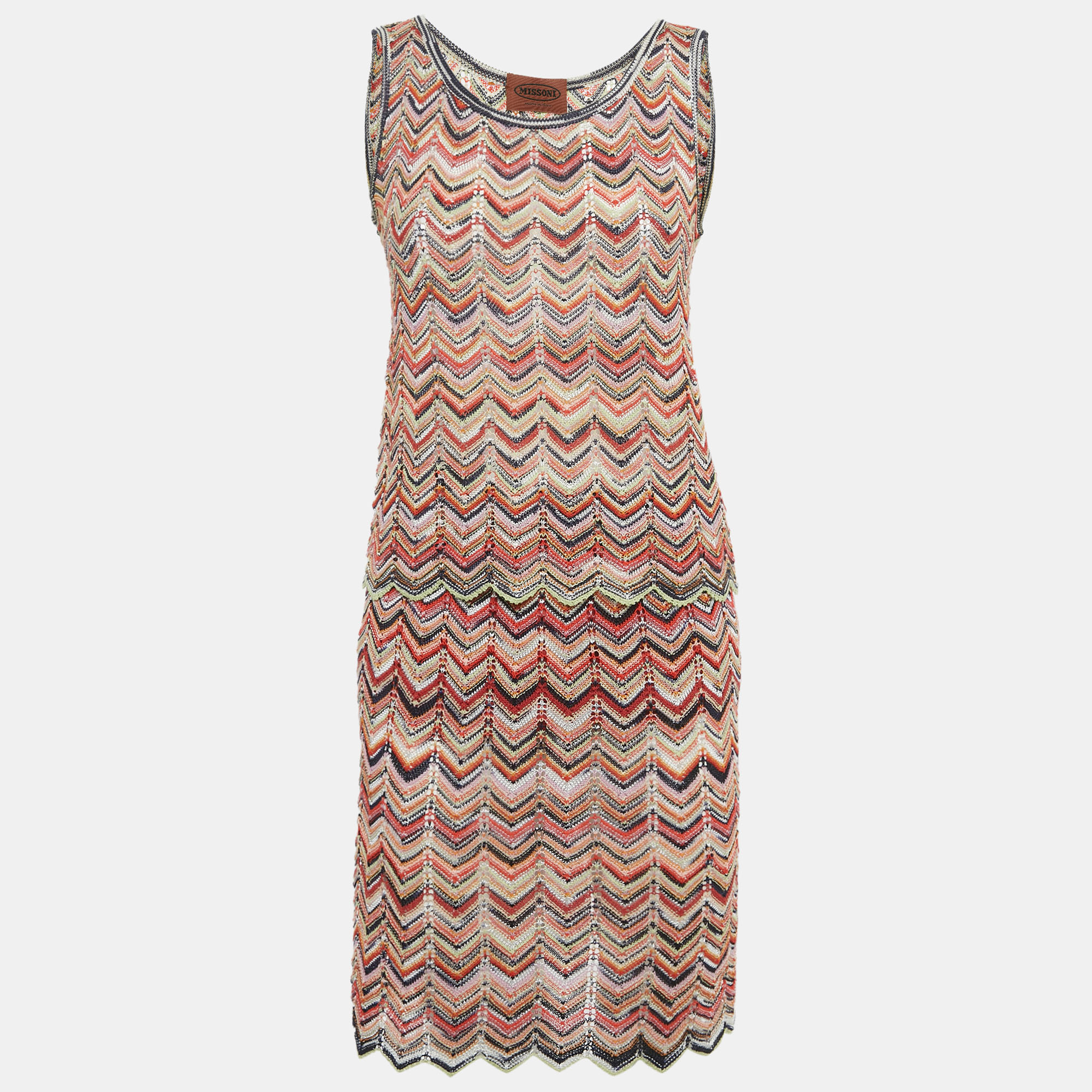Pre-owned Missoni Multicolor Chevron Knit Top And Skirt M