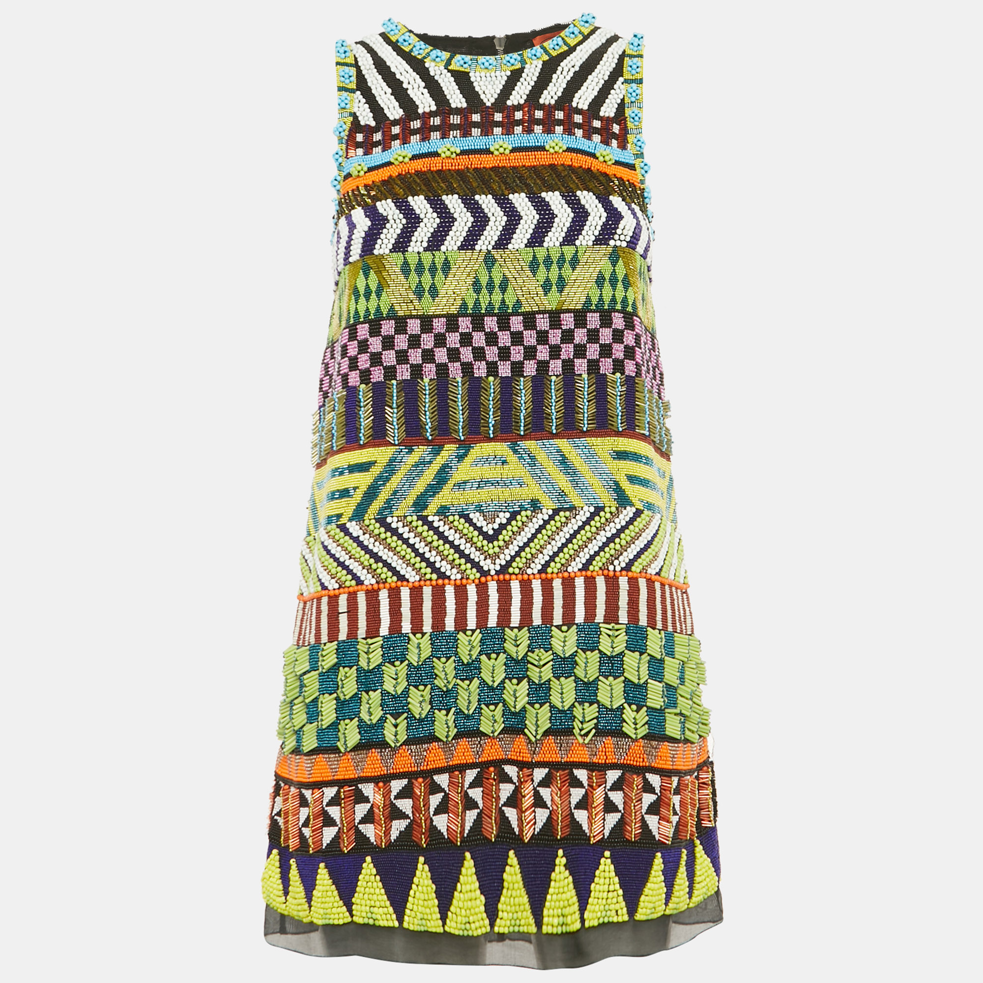 

Missoni Multicolor Beaded Silk Shift Mini Dress S