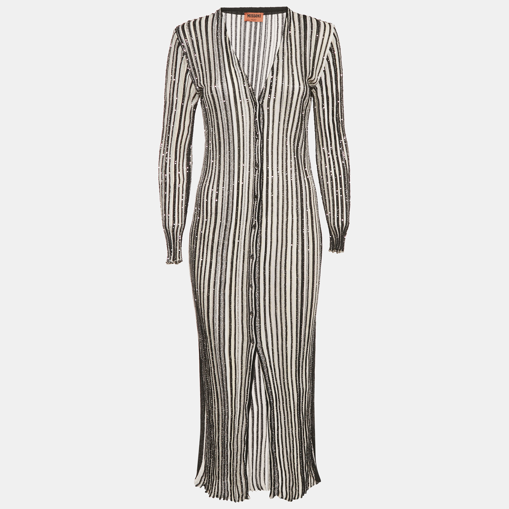 

Missoni Monochrome Sequin Lurex Knit Midi Dress M, Black