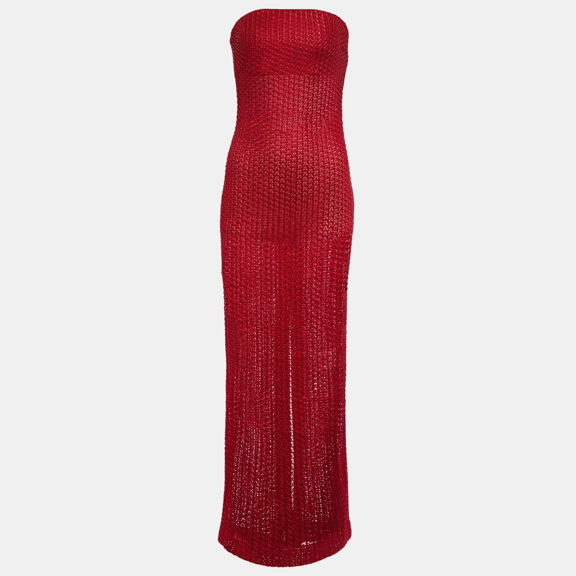 

Missoni Red Crochet Strapless Sheer Maxi Dress M