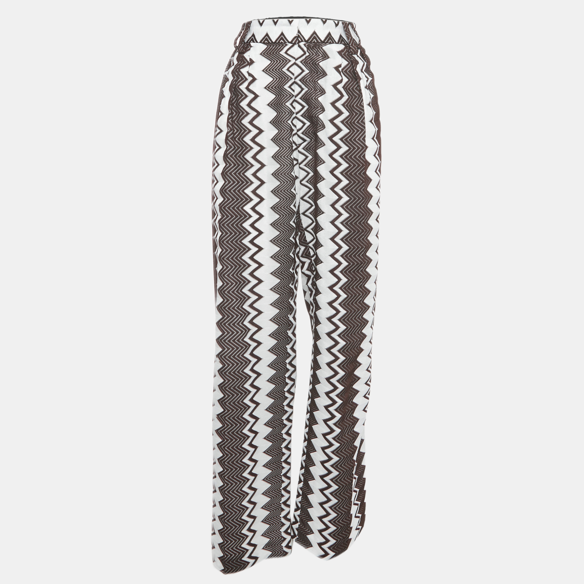 

Missoni Brown/White Zig Zag Knit Trousers S