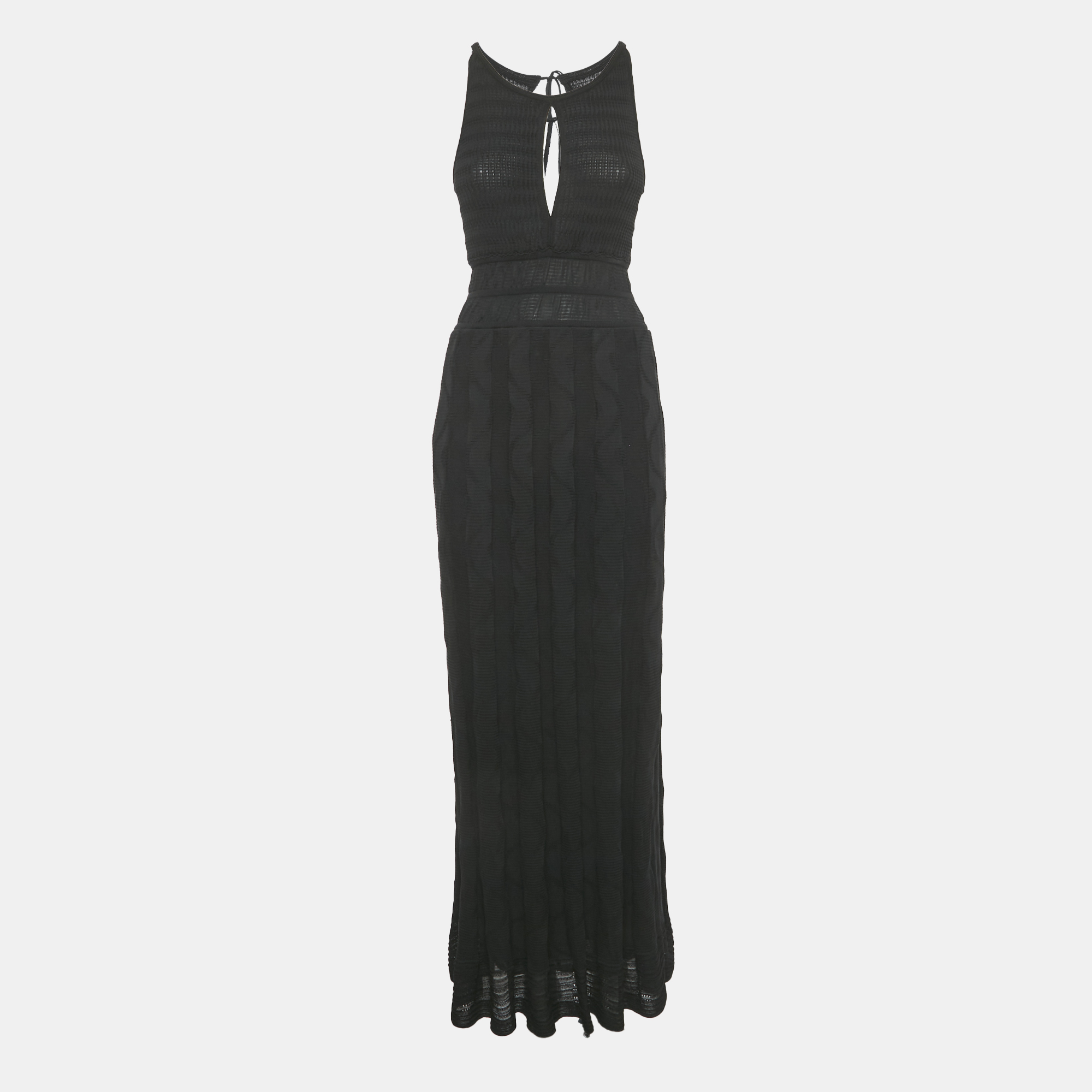 

Missoni Black Knit Plunge Neck Tie Maxi Dress M