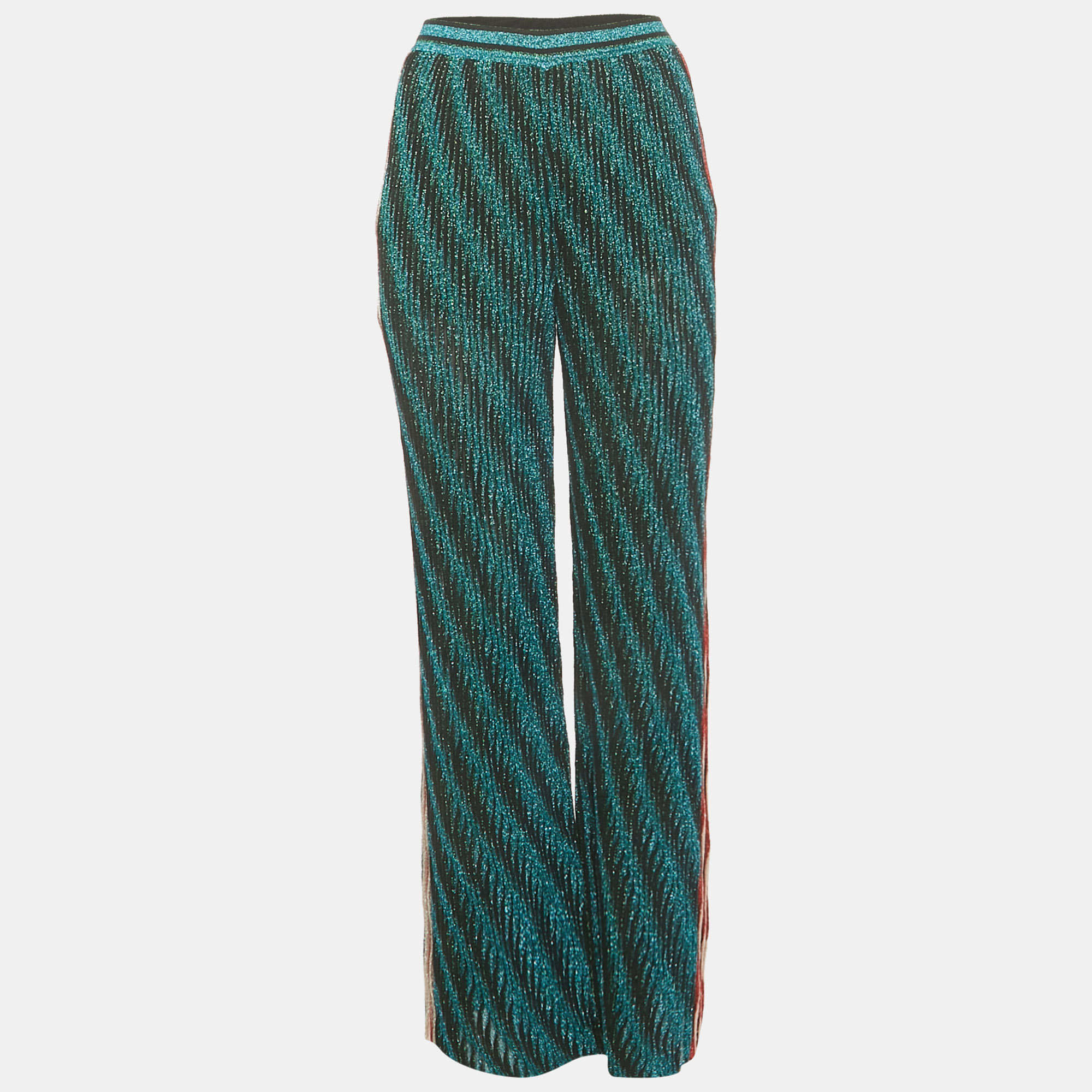 

Missoni Multicolor Striped Lurex Knit Wide Leg Trousers M