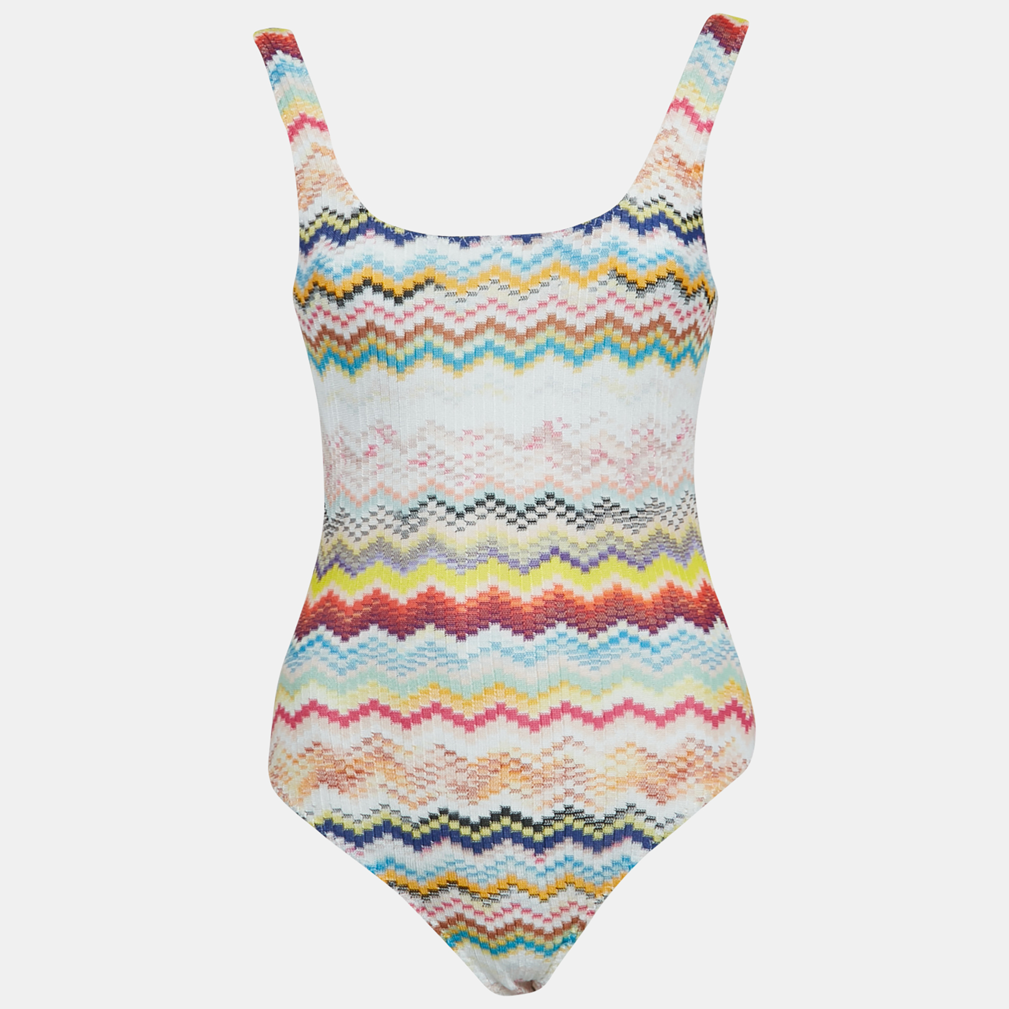 

Missoni Multicolor Zig Zag Jersey Knit One Piece Swimsuit S