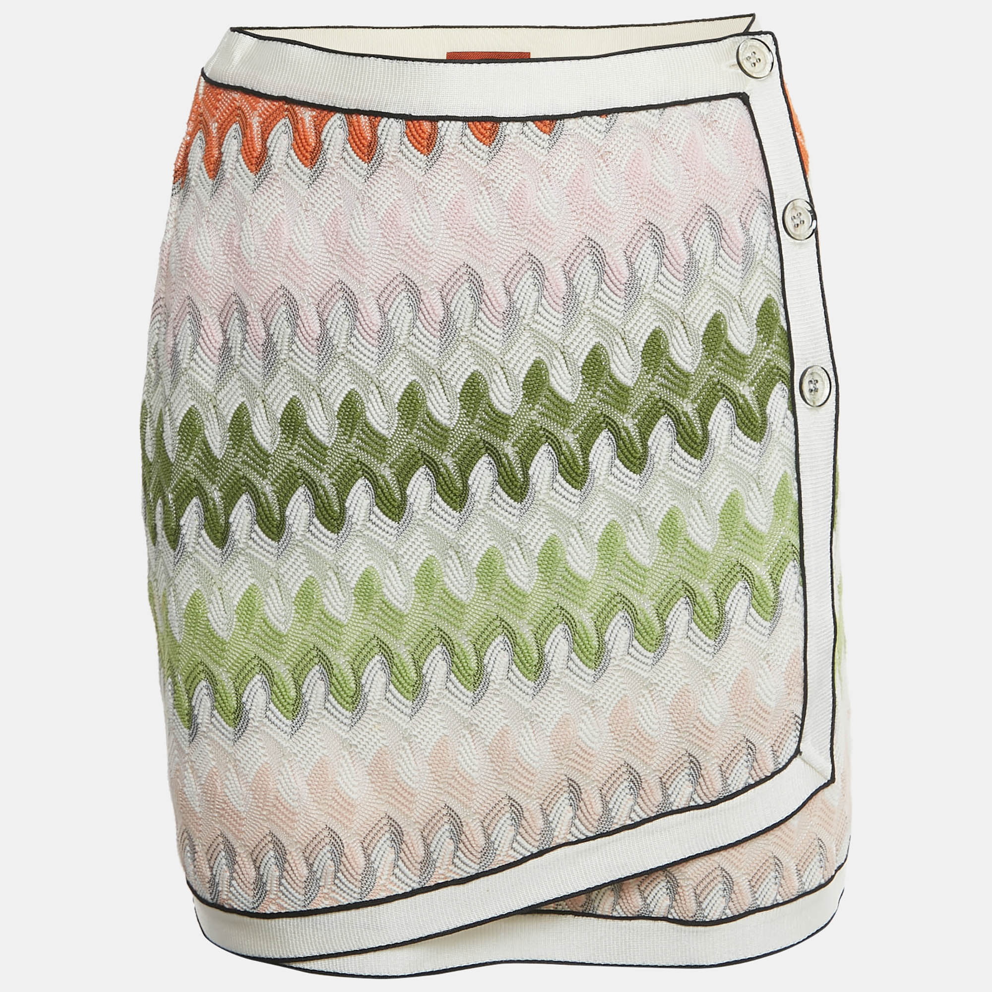 Pre-owned Missoni Multicolor Zig Zag Knit Mini Skirt S
