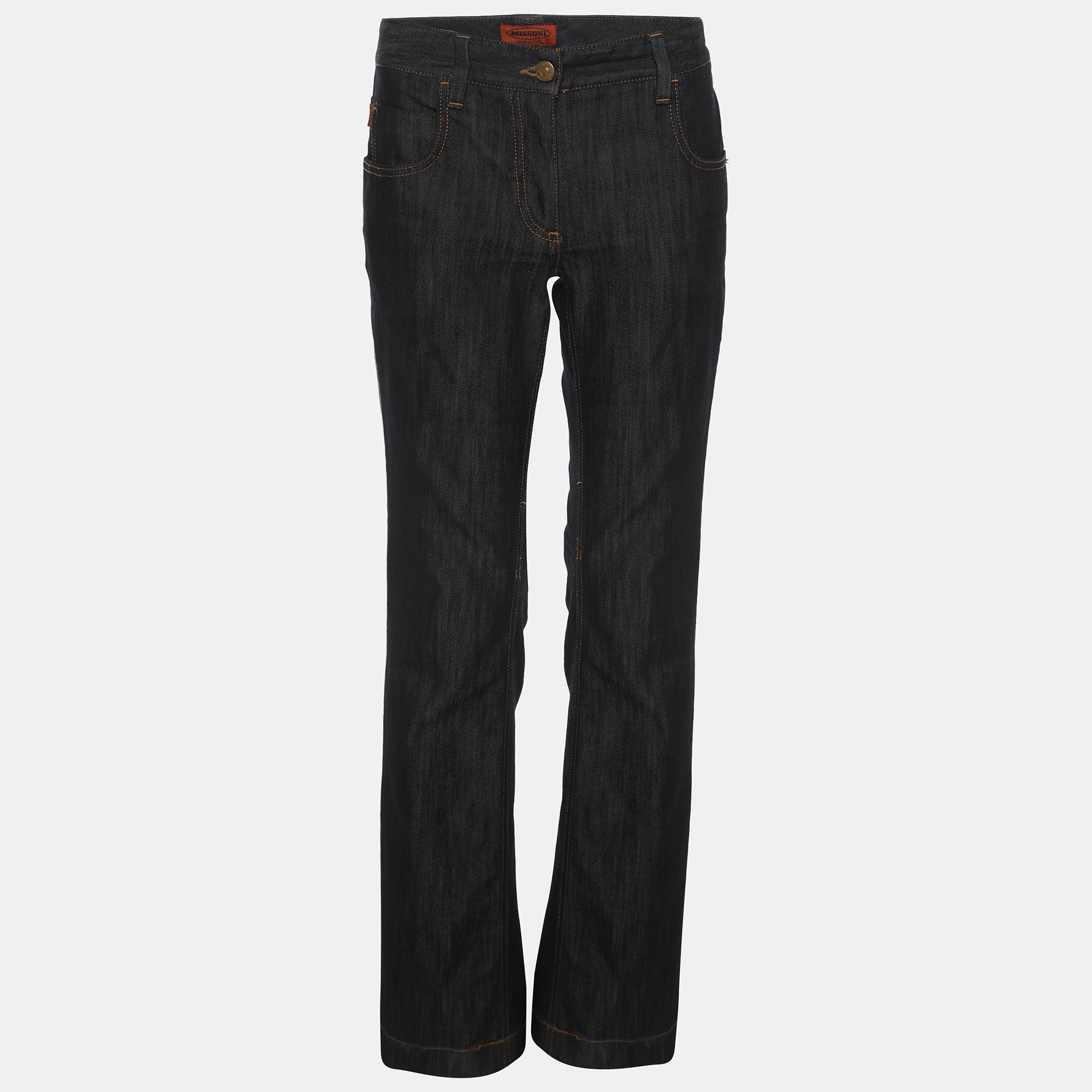 Pre-owned Missoni Indigo Denim Flared Pants M In Blue