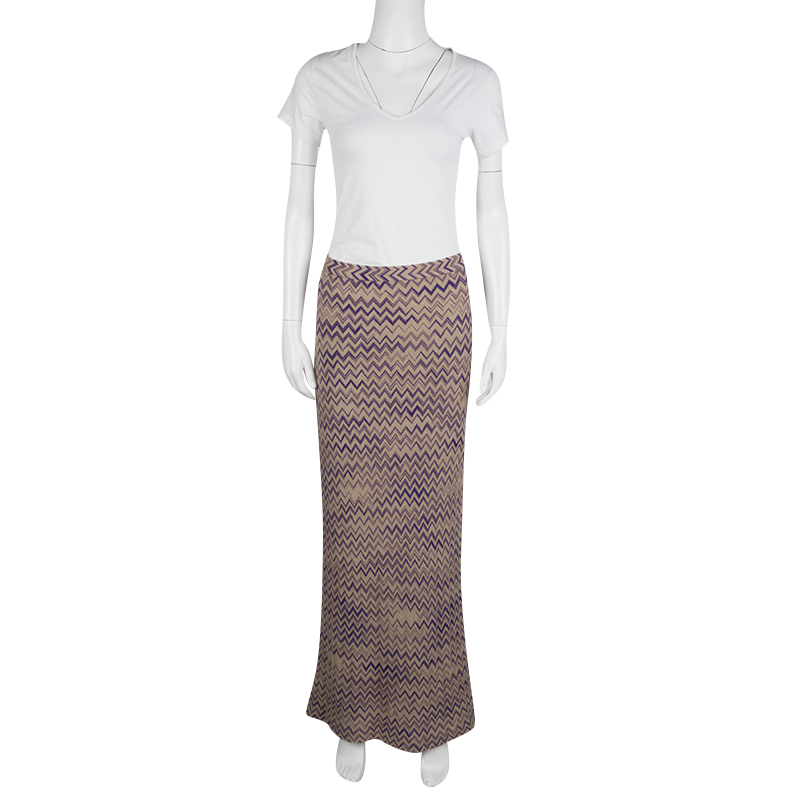 

Missoni Beige Chevron Pattern Wool Maxi Skirt