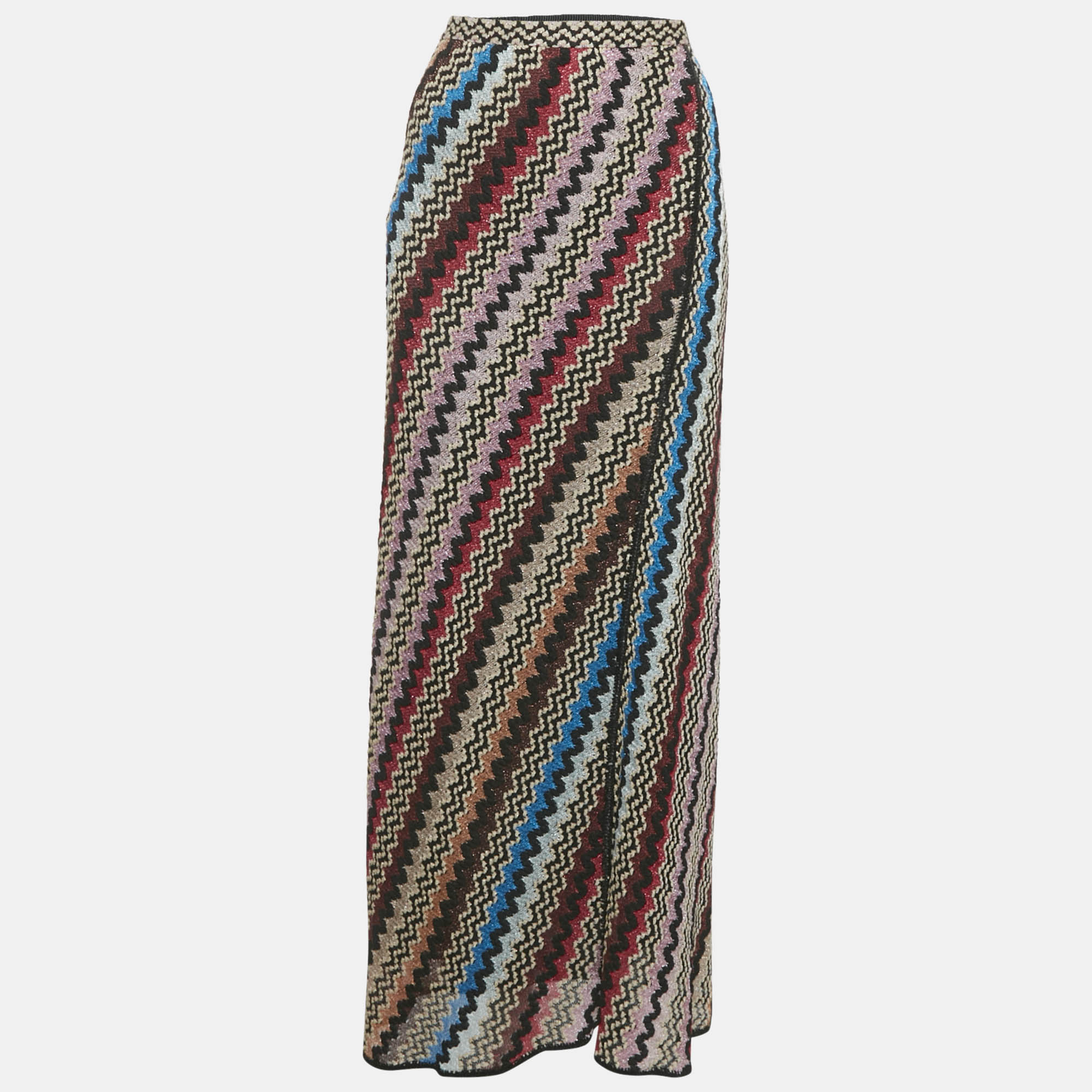 Pre-owned Missoni Multicolor Pattered Lurex Knit Maxi Skirt M