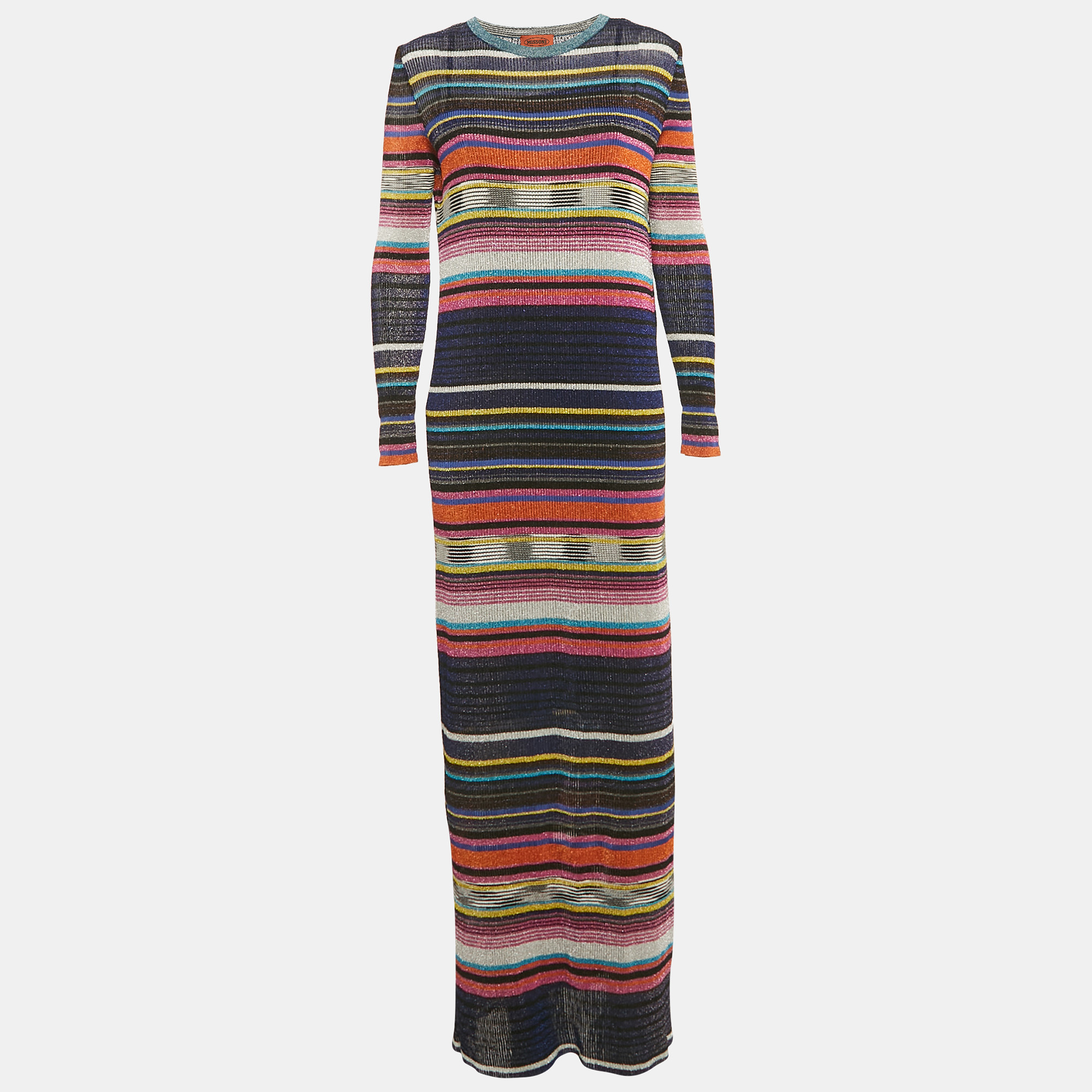 

Missoni Multicolor Striped Lurex Knit Long Dress M