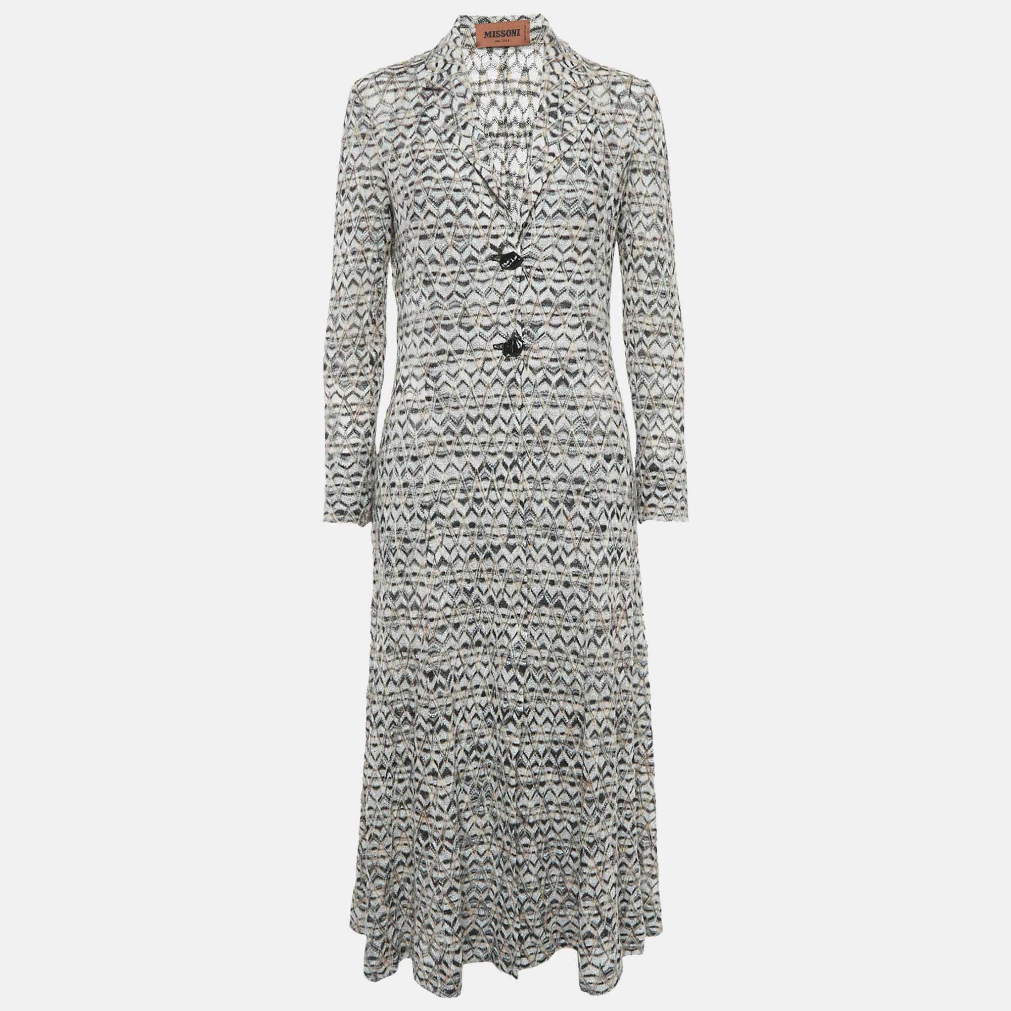 Pre-owned Missoni Multicolor Patterned Lurex Knit Midi Dress M