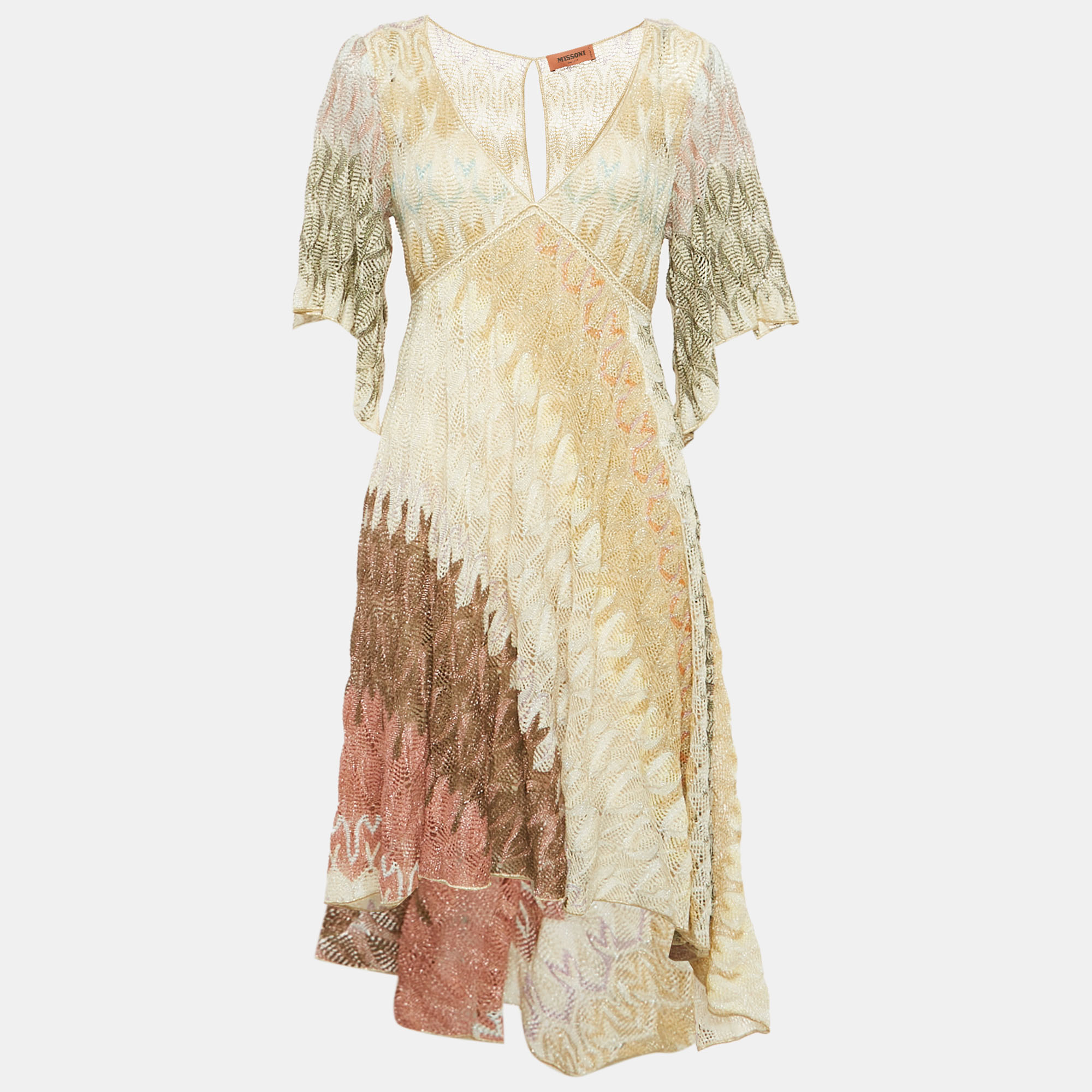 

Missoni Multicolor Patterned Lurex Knit High Low Dress M