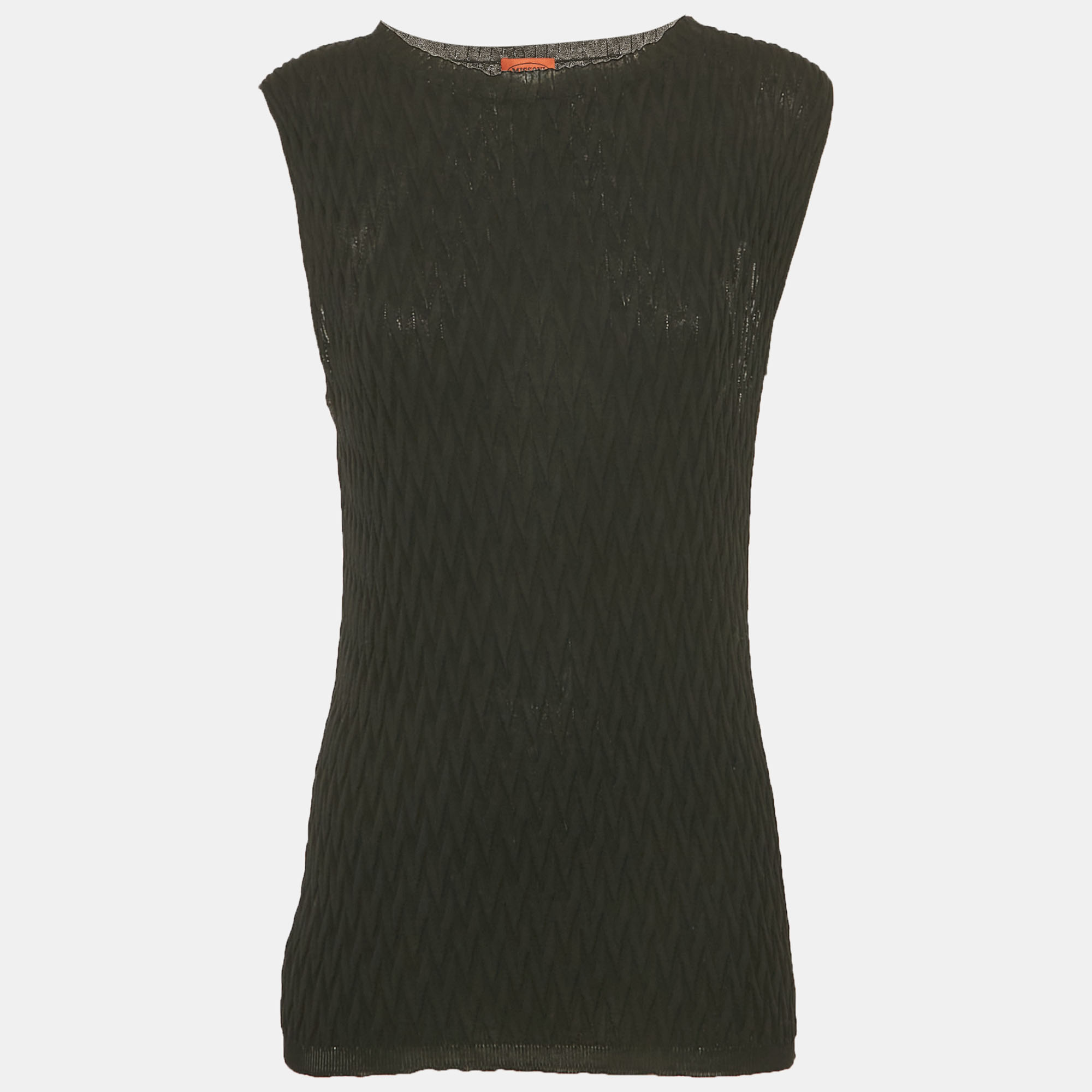 

Missoni Black Textured Stretch Knit Crew Neck Top L
