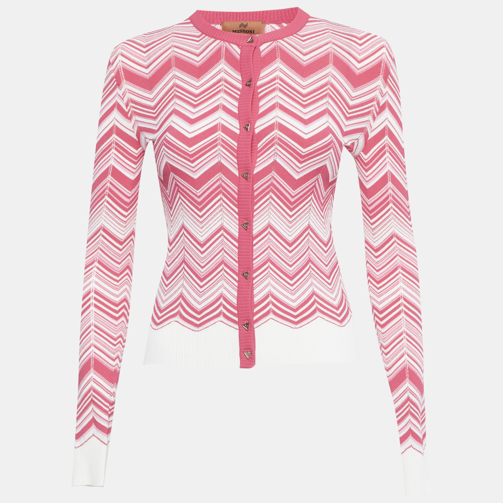 

Missoni Pink Zig-Zag Stretch Knit Cardigan S