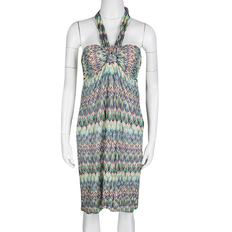 

Missoni Multicolor Patterned Knit Halter Dress