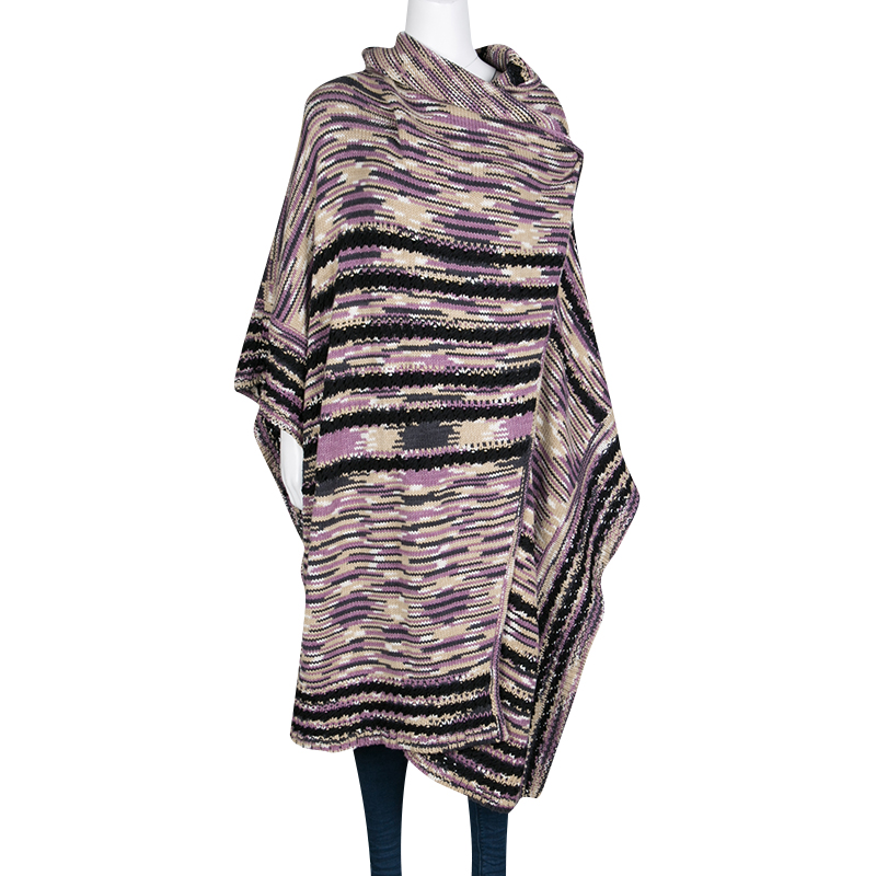 

Missoni Multicolor Chunky Knit Oversized Cashmere and Wool Poncho