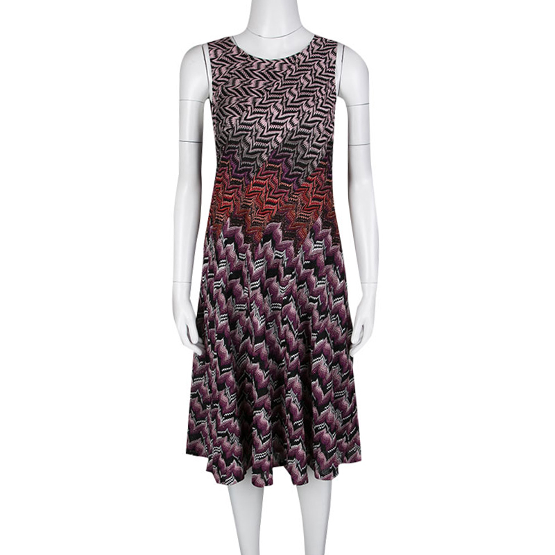 

Missoni Multicolor Patterned Lurex Jacquard Knit Sleeveless A Line Dress
