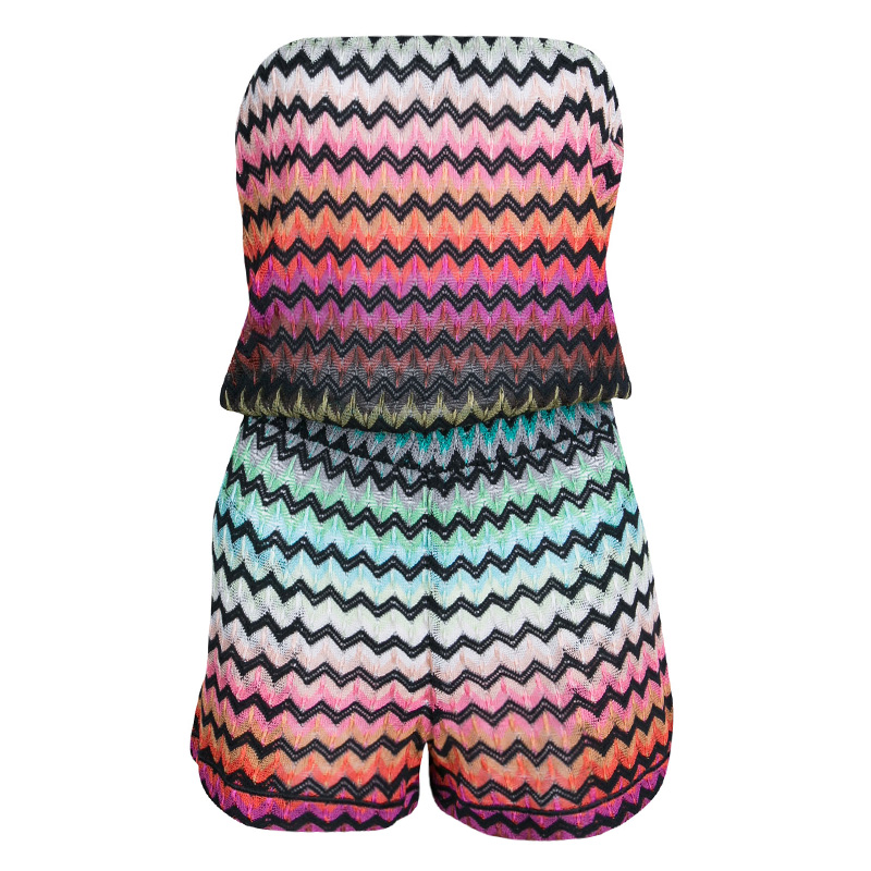 Missoni Mare Multicolor Chevron Pattern Knit Strapless Sirmione Playsuit S