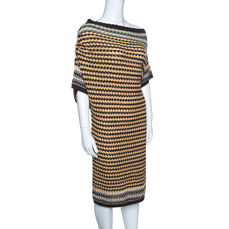 

Missoni Multicolor Patterened Knit Off Shoulder Dress