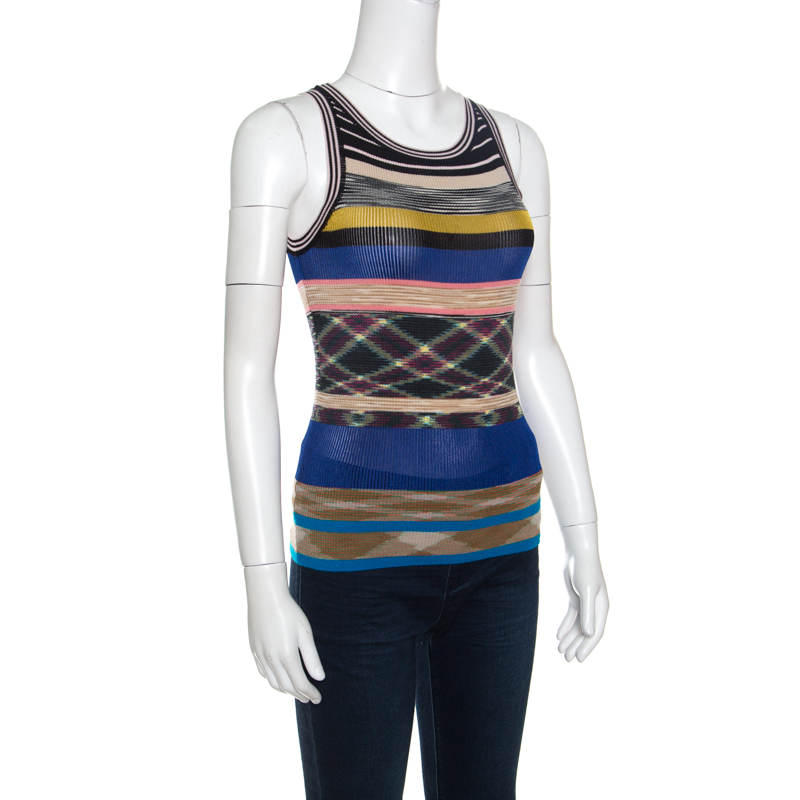 

Missoni Multicolor Rib Knit Sleeveless Tank Top