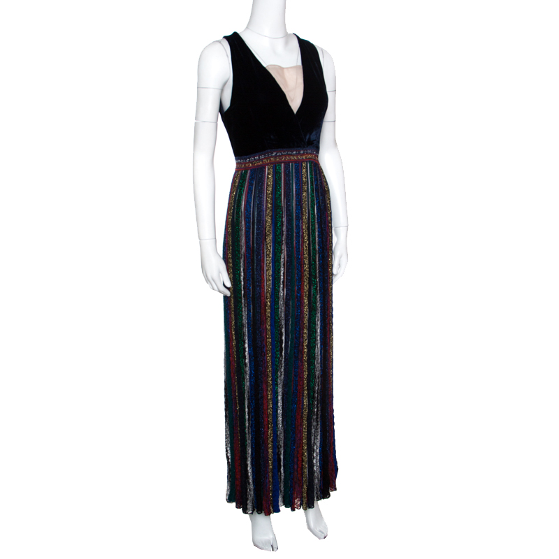 

Missoni Velvet Bodice Detail Lurex Knit Sleeveless Maxi Dress, Multicolor