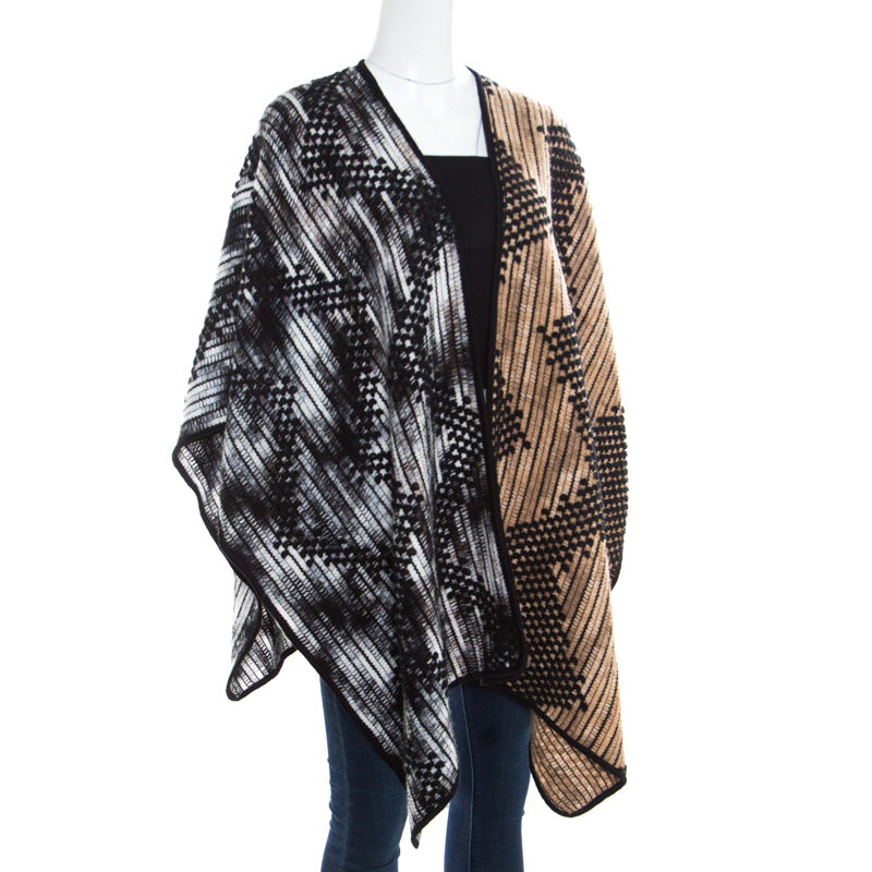 

Missoni Multicolor Chunky Knit Open Front Poncho ( One Size