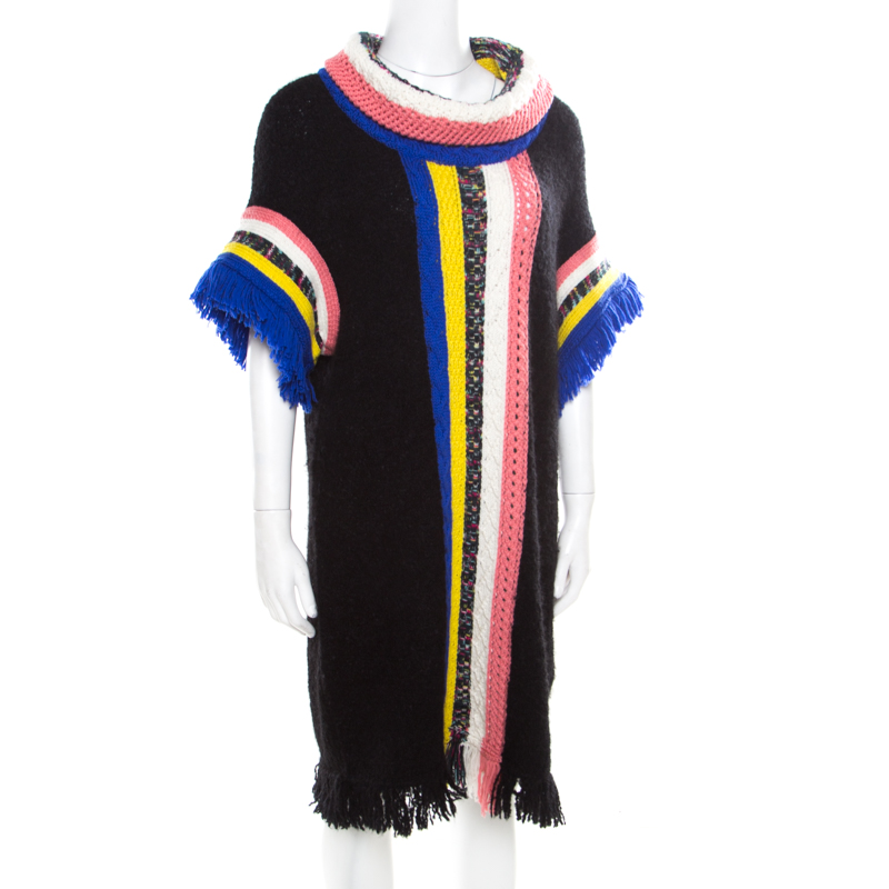 

Missoni Multicolor Wool and Alpaca Fringed Edge Turtle Neck Dress