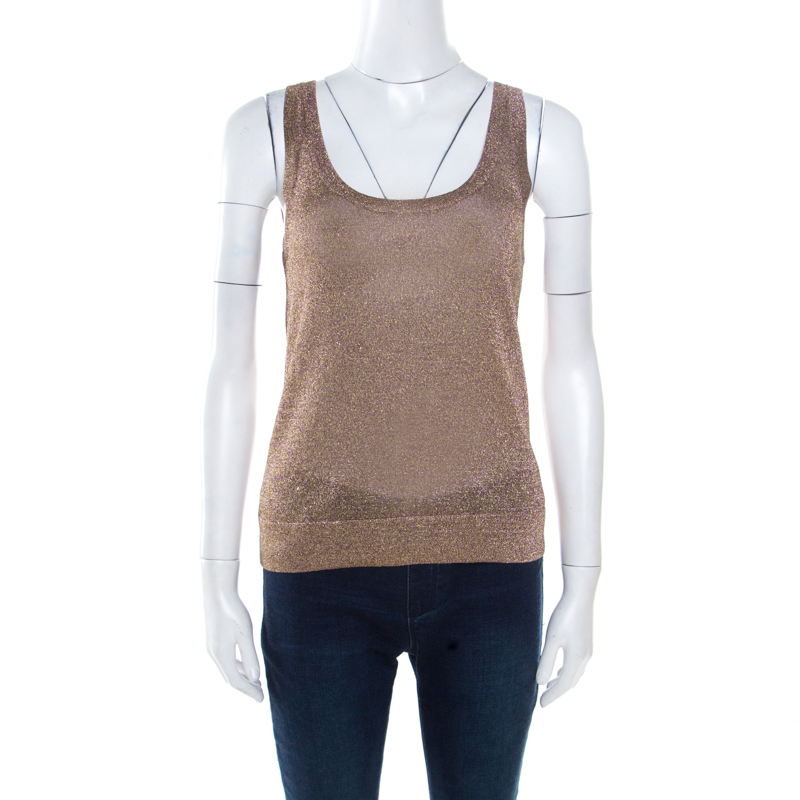 Pre Owned Missoni Multicolor Metallic Knit Sleeveless Tank Top S
