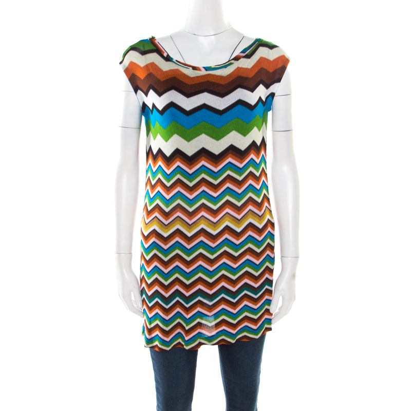 

Missoni Mare Multicolor Chevron Pattern Knit Sleeveless Tunic S