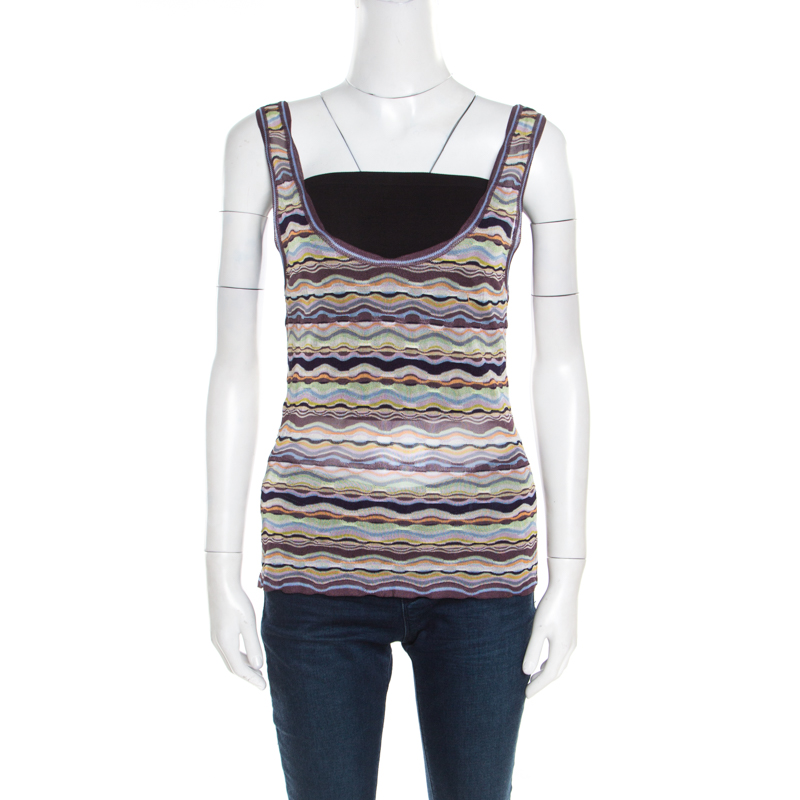 Missoni Multicolor Patterned Knit Sleeveless Tank Top S