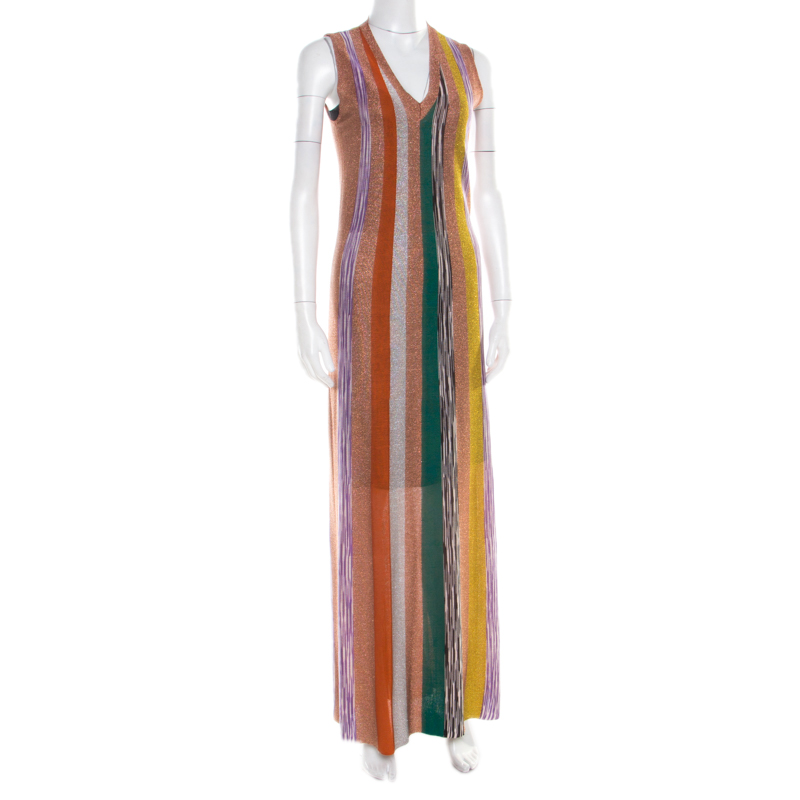 

Missoni Multicolor Striped Lurex Knit Sleeveless Maxi Dress