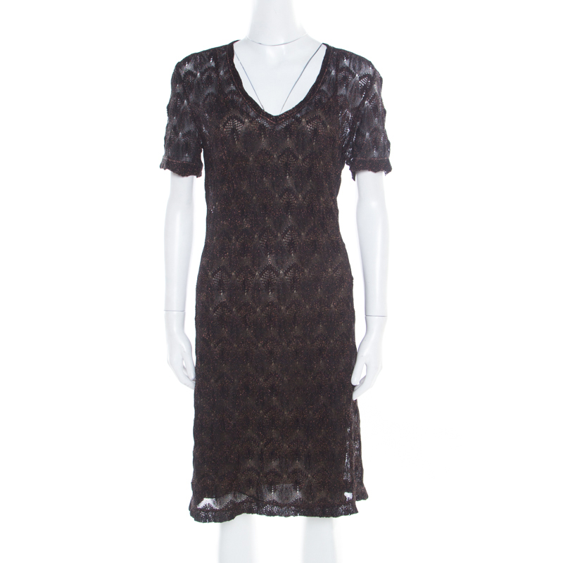 

Missoni Black Lurex Patterned Knit V Neck Midi Dress