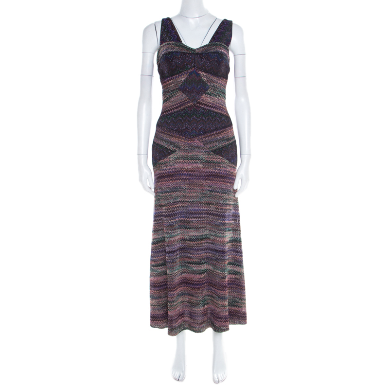 Pre Owned Missoni Multicolor Lurex Knit Sleeveless Maxi Dress M