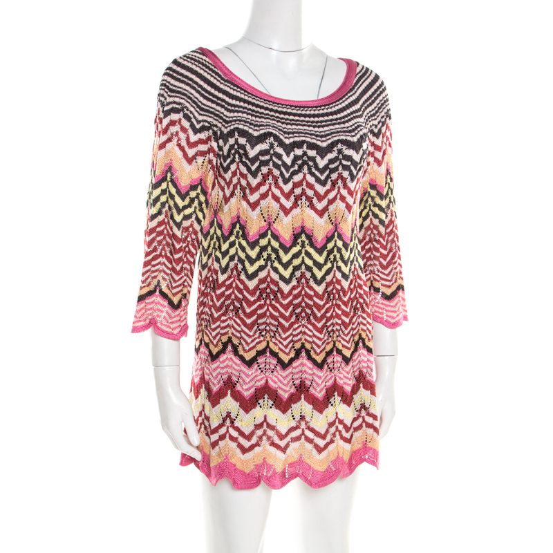 

Missoni Multicolor Perforated Patterned Knit Tunic