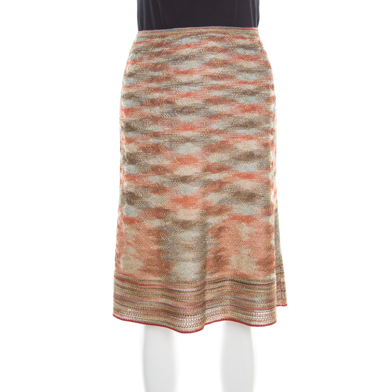 Pre Owned Missoni Multicolor Lurex Knit A Line Skirt M