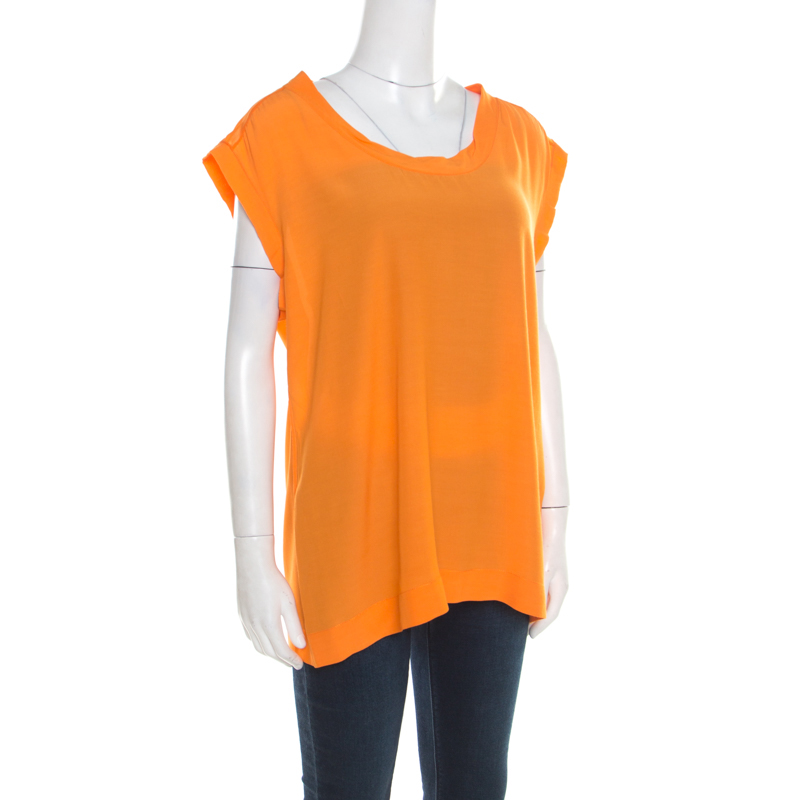 

Missoni Saffron Orange Sheer Back Panel Sleeveless Top