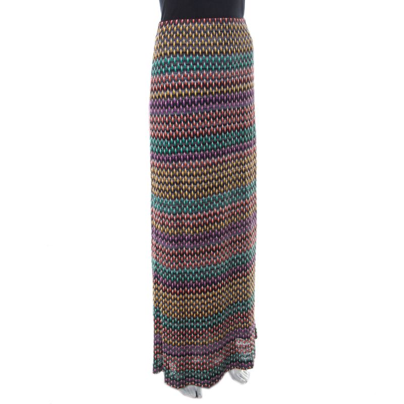 

Missoni Multicolor Geometric Pattered Knit Maxi Skirt