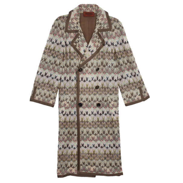 Pre Owned Missoni Multicolor Collar Trench Coat M