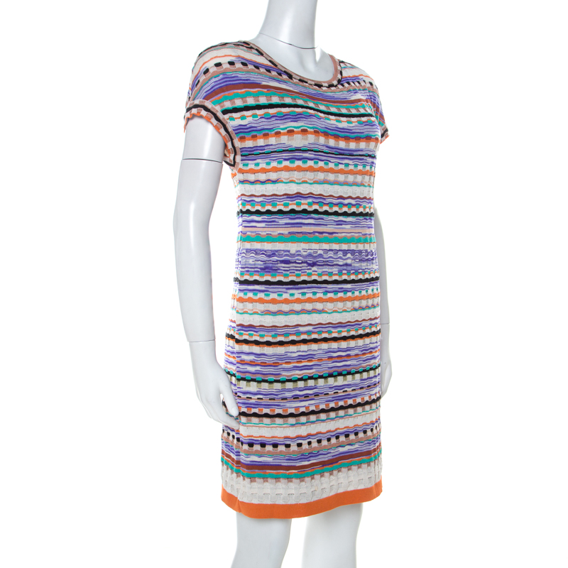 

Missoni Multicolor Knit Short Sleeve Mini Dress