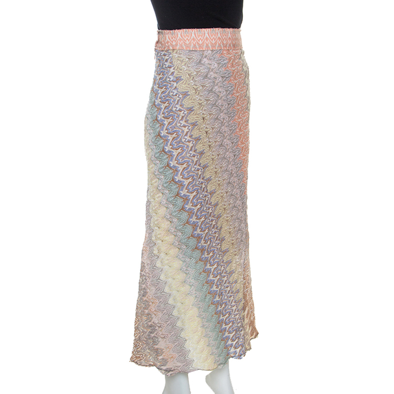 

Missoni Pastel Multicolour Crochet Knit Midi Skirt, Multicolor