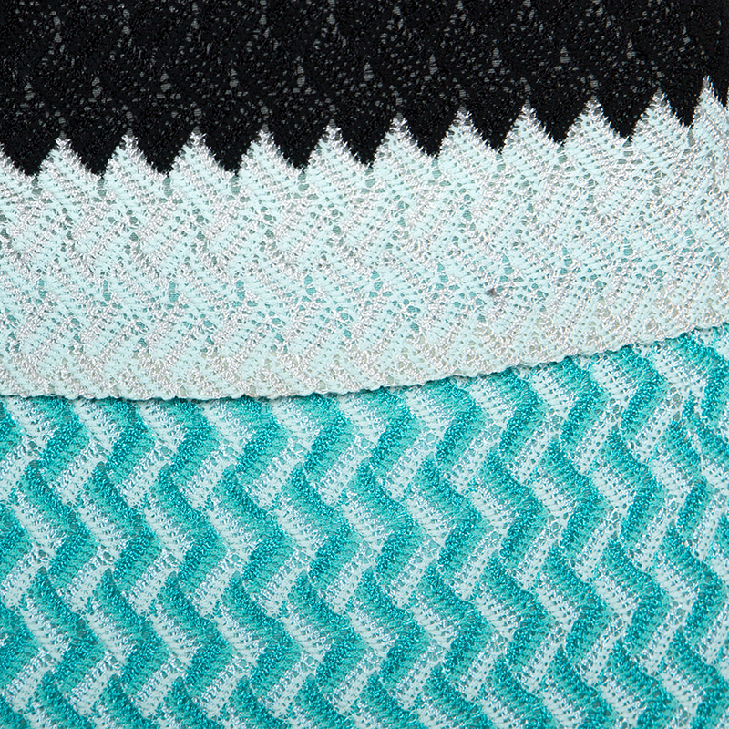 Pre-owned Missoni Blue Crochet Knit Sleeveless Dress M